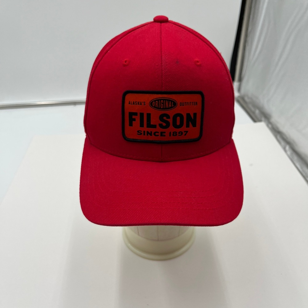 Filson Hat Alaska Original Outfitter Patch Adjustable Leather Strap Red OS